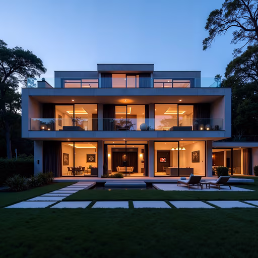 Modern Mansion at Twilight