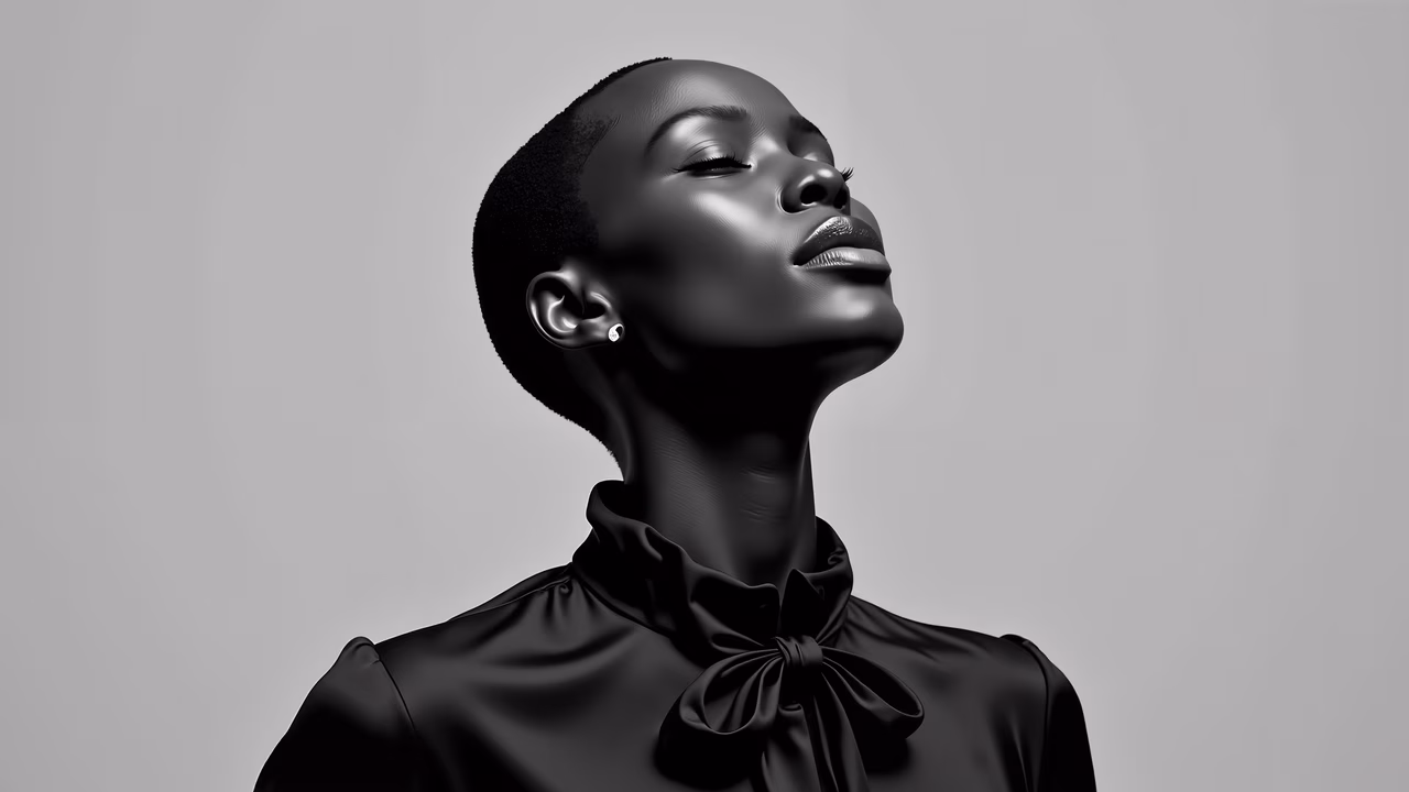 Monochrome elegance in fashion art.