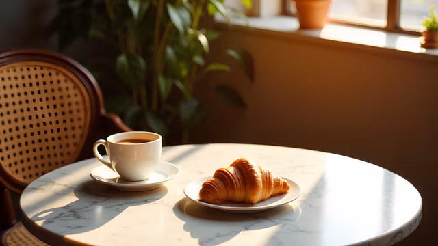 Morning Coffee and Croissant