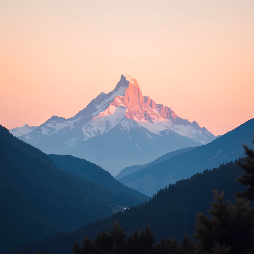 Epic mountain sunset with vibrant colors and serene landscape.