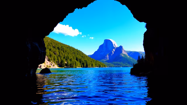 Mountain View Through Cave