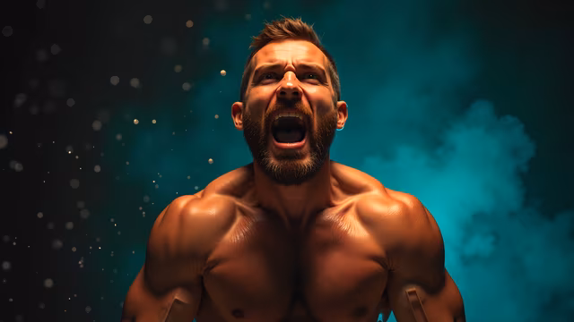 Muscular Man Screaming