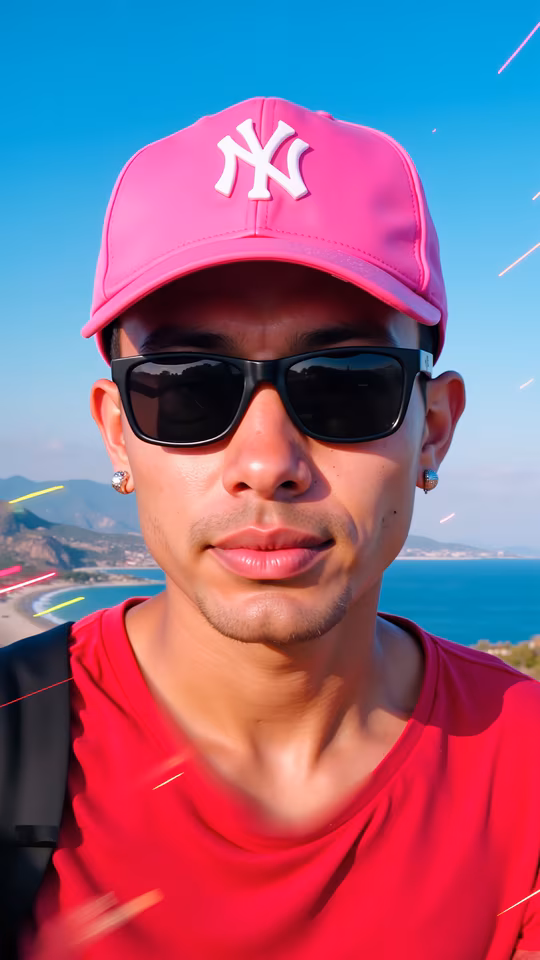 Pink Baseball Cap Selfie