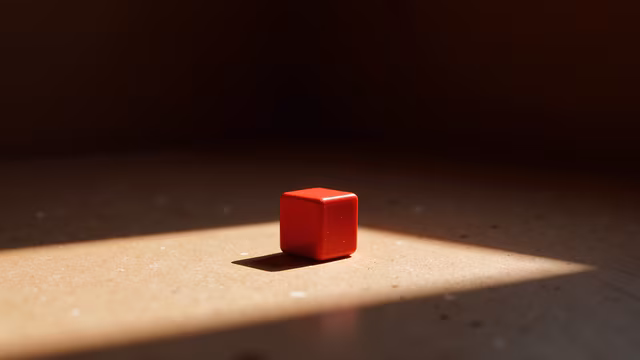 Red Cube in Sunlight