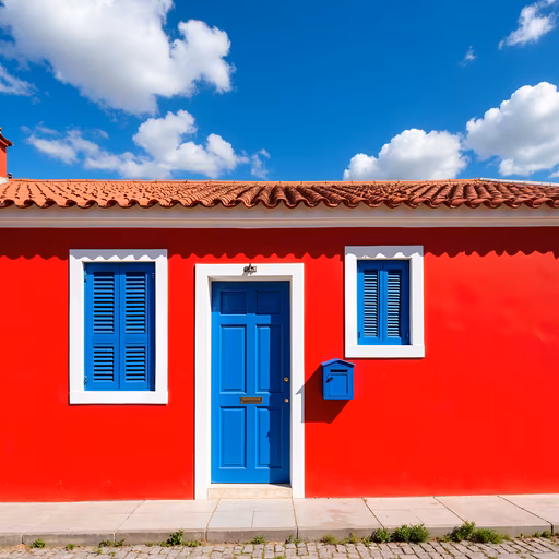 Red House with Blue Door