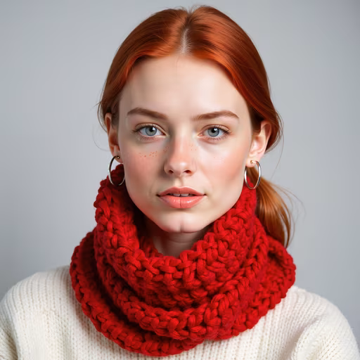 Red Knit Scarf Portrait