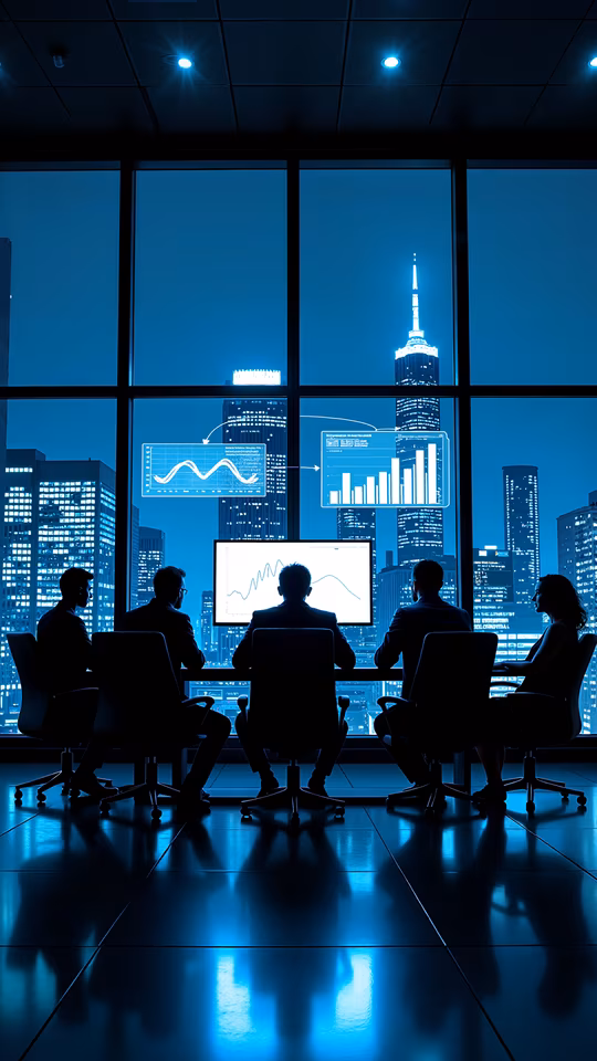 Silhouettes of Businesspeople in a Boardroom