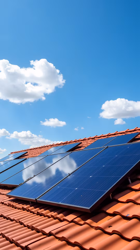 Solar Panels Under a Bright Sky