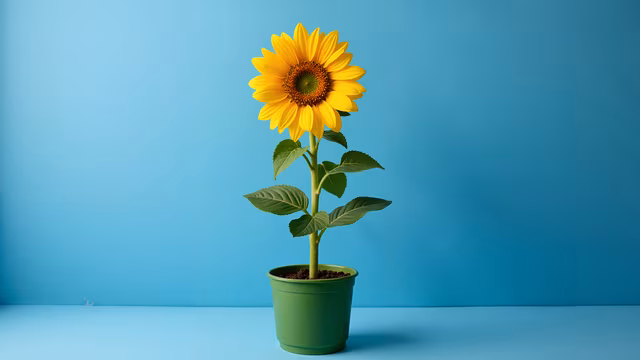 Sunflower in a Green Pot