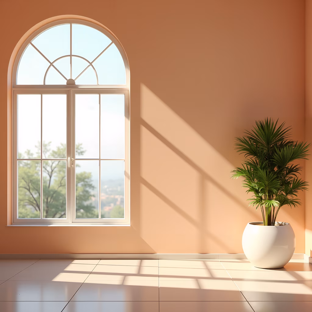 A tranquil corner illuminated by sunlight, blending warmth and tranquility.