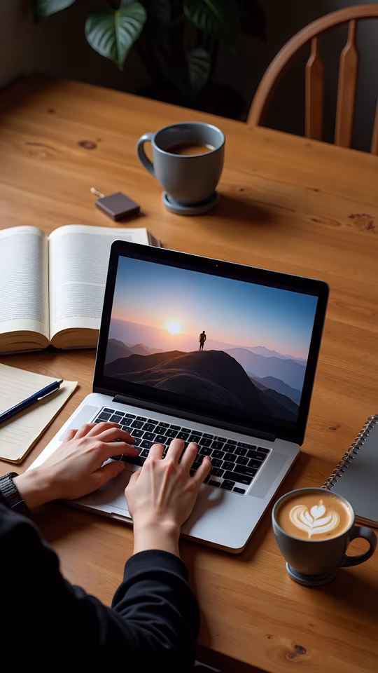 Sunset Laptop Scene