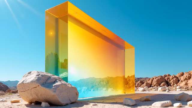 Transparent Cube in Desert