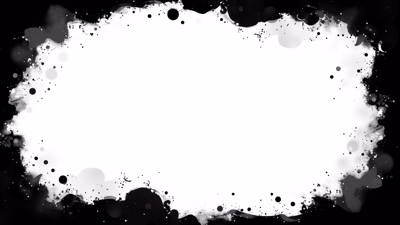 Bold white ink splash on black background, high contrast, dynamic texture