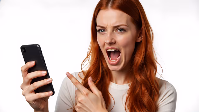 Angry Woman Holding Smartphone