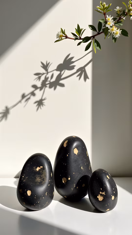 Black Stones with Gold Flecks