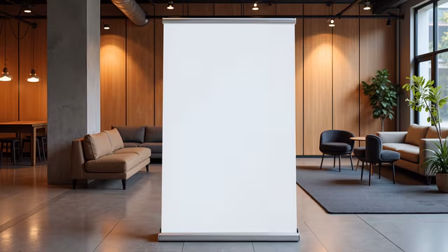 Blank Banner in Modern Office