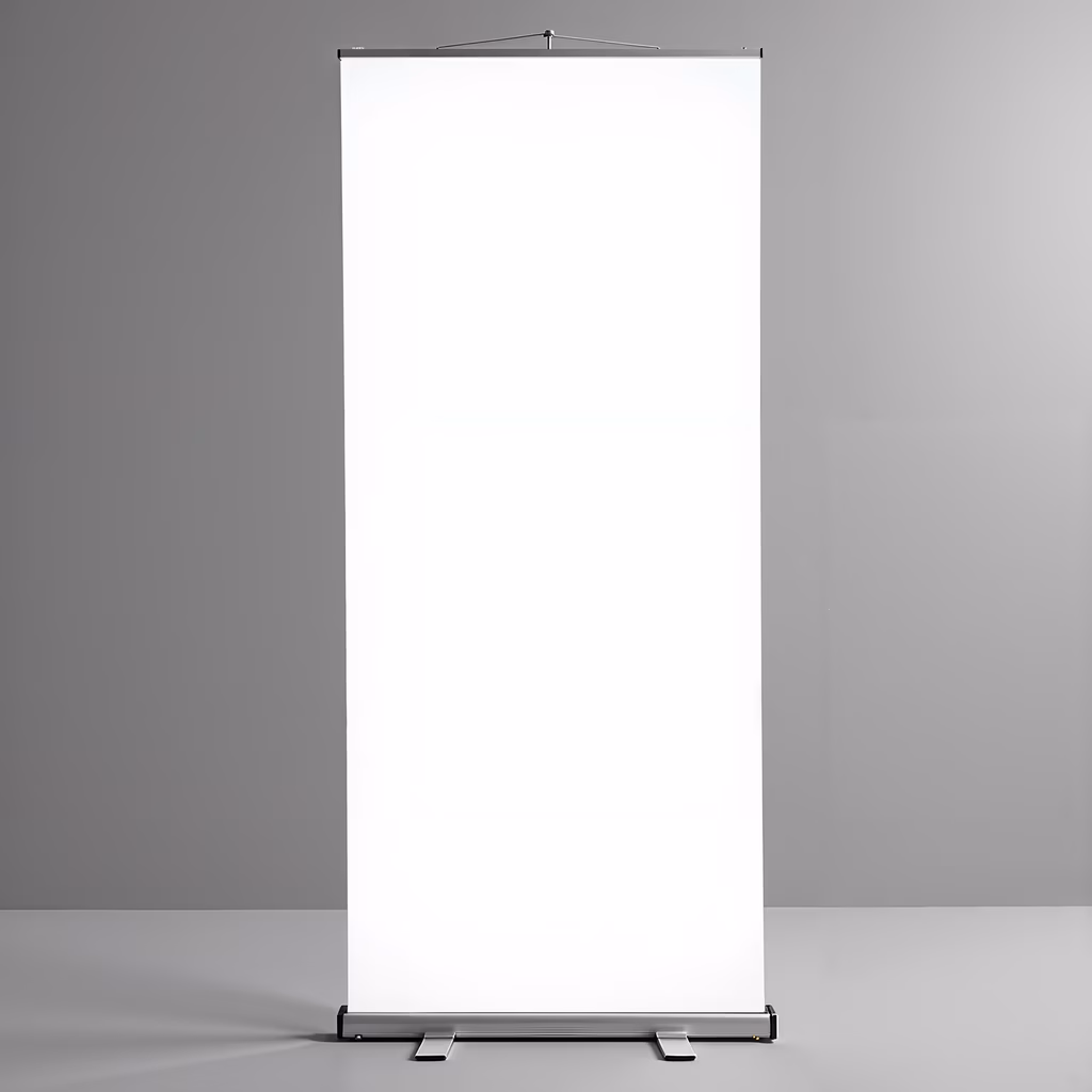 Minimalist white banner on a neutral gray background, ready for text or imagery.