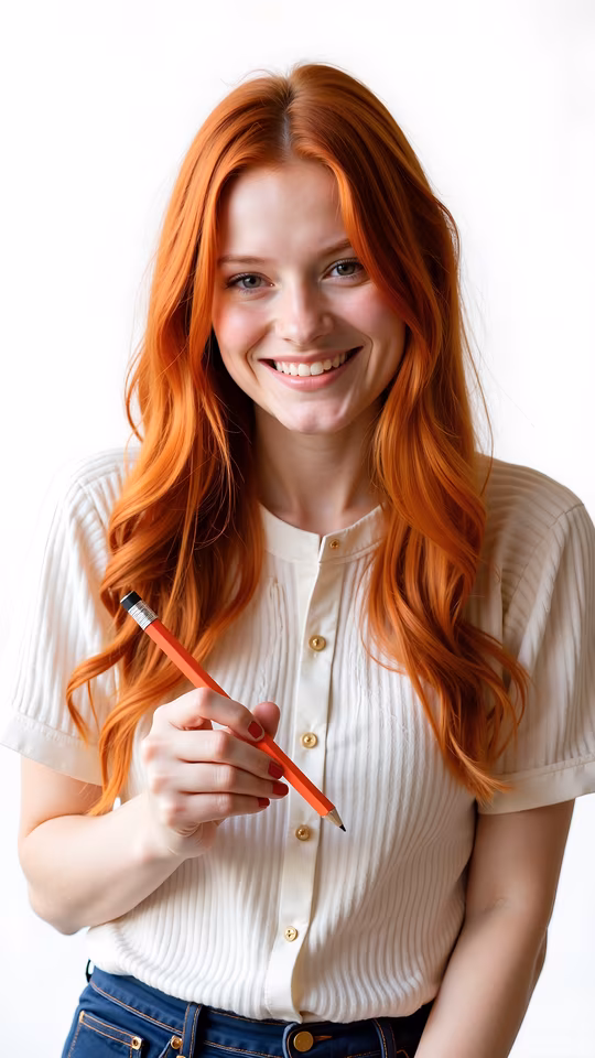 Bright Smile with Red Pencil