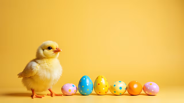 Chick and Easter Eggs