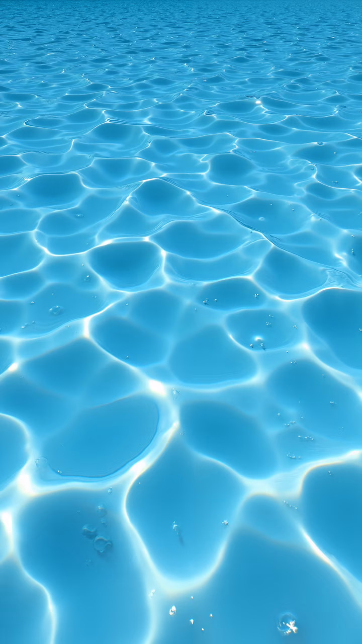 Mesmerizing clear blue water illustration with intricate light patterns and serene atmosphere.