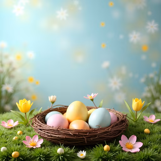 Easter Eggs in Nest