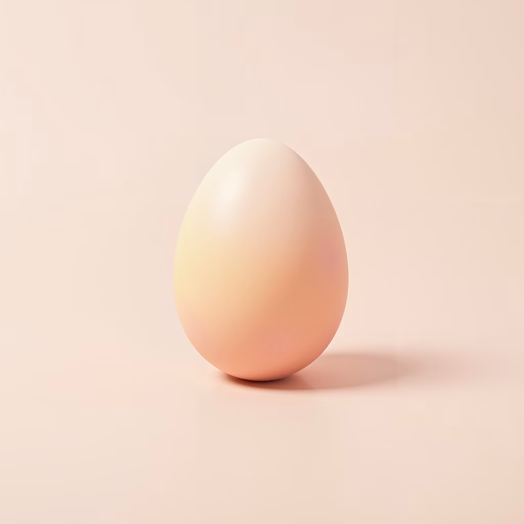A minimalist illustration of a smooth, gradient egg on a neutral background.