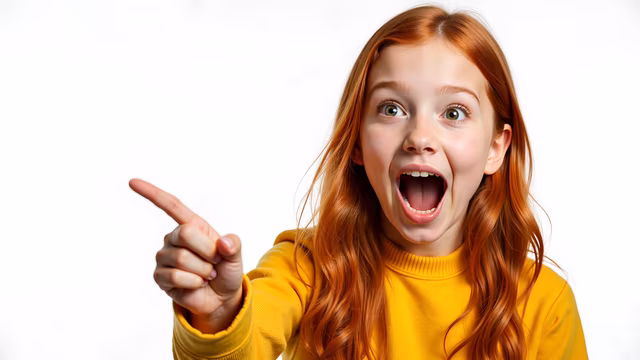 Excited Girl Pointing