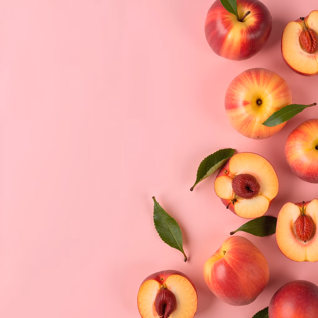 Fresh fruit arrangement on a pink background