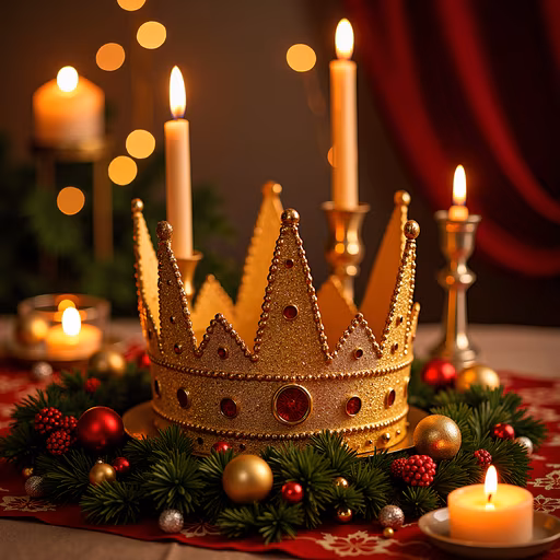 Golden Crown with Festive Candles