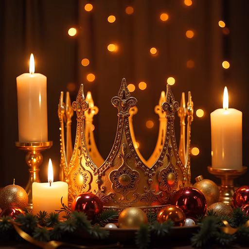 Golden Crown with Festive Candles