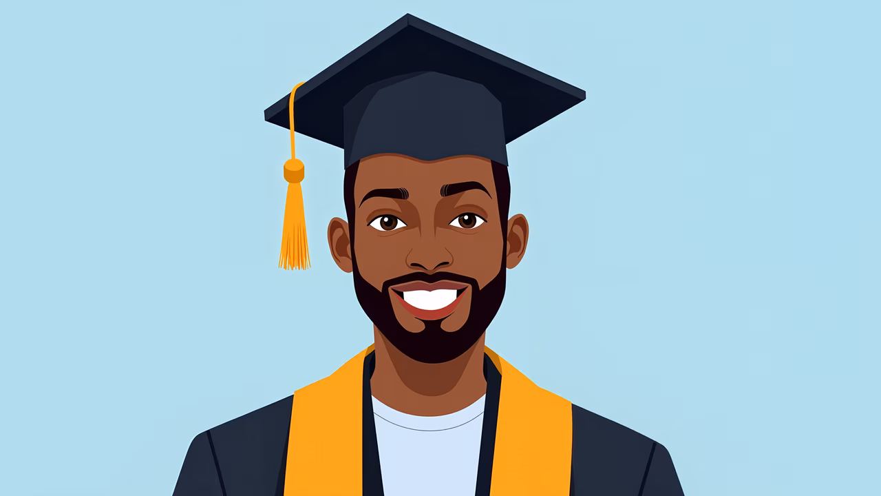 A joyful graduate celebrating their academic achievement.
