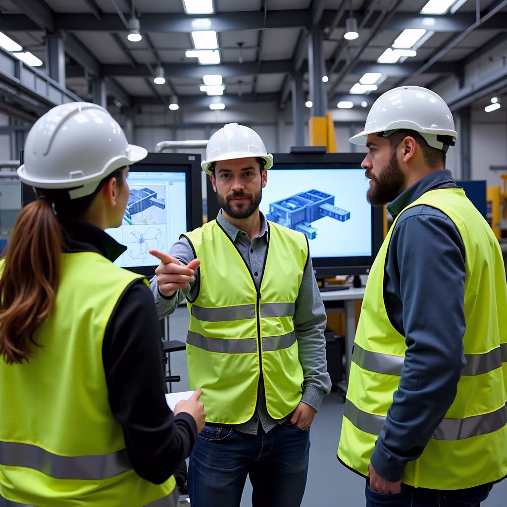 Collaborative engineering in a modern industrial environment.