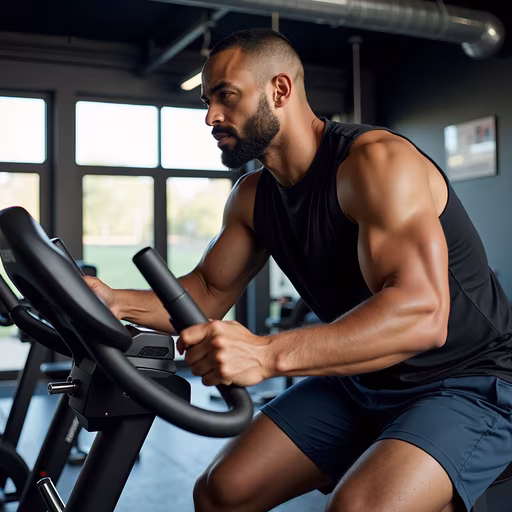 Man Cycling in Gym