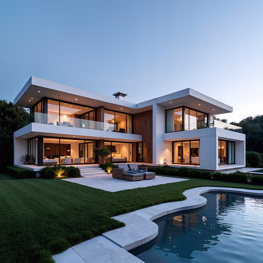 Modern Mansion at Twilight