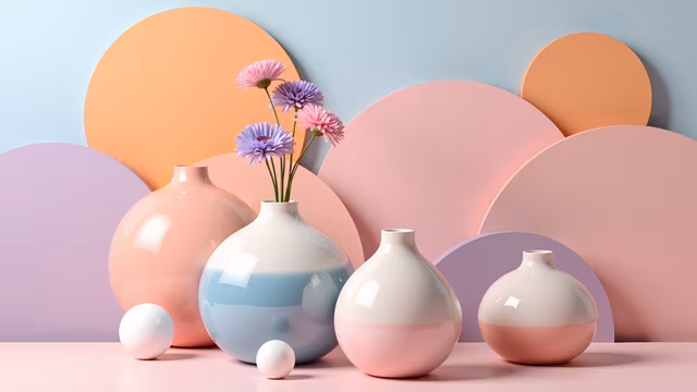 Pastel Vases and Flowers
