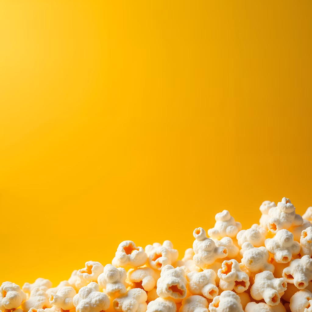 Popcorn against a bright yellow backdrop, evoking nostalgia and comfort.