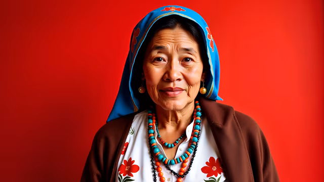 Portrait with Vibrant Red Background