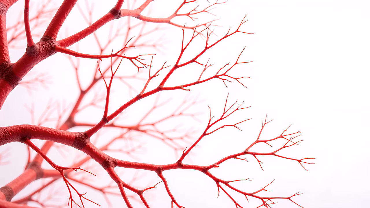 Close-up of red branches on a white background, emphasizing intricate details and vibrant colors.