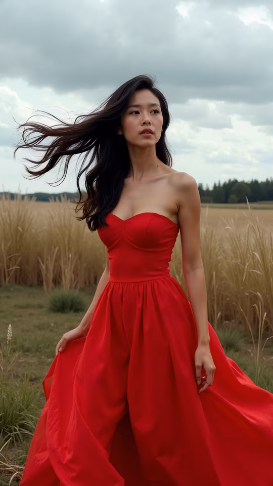 Red Dress in the Field