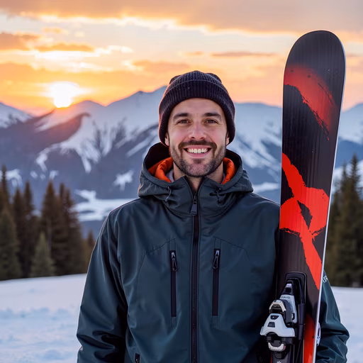 Snowboarder at Sunset