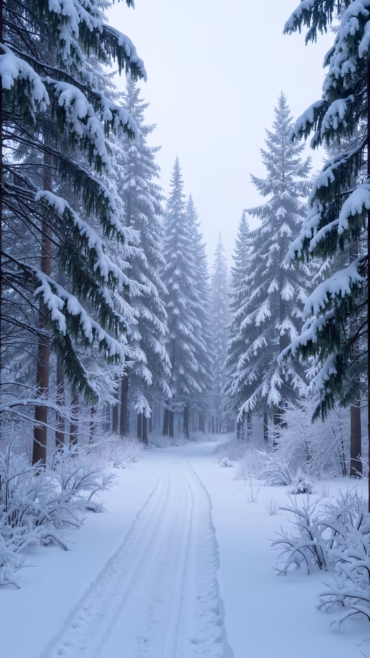 Snowy Forest Path