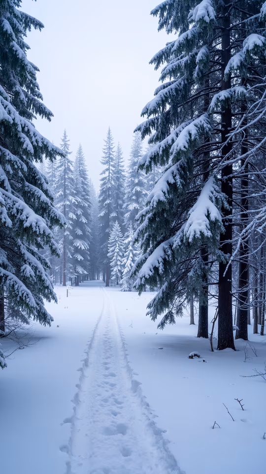 Snowy Forest Path