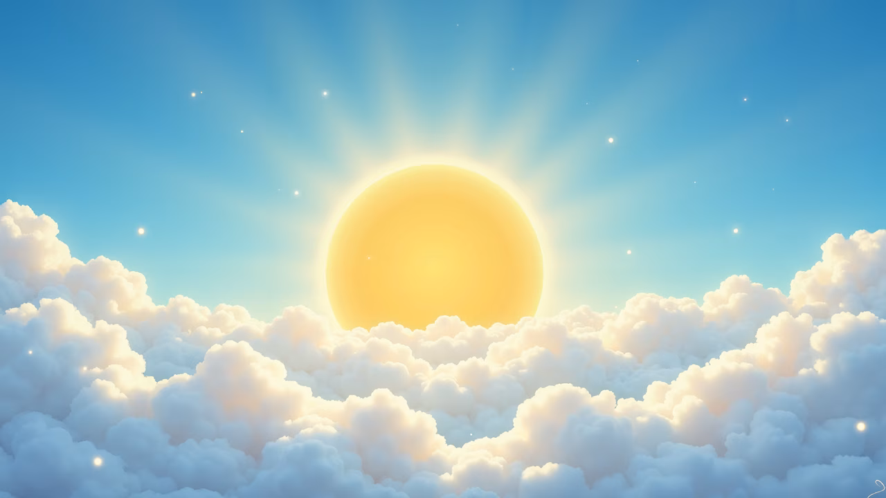 A peaceful sunrise above the clouds, capturing the beauty of dawn in a serene landscape.