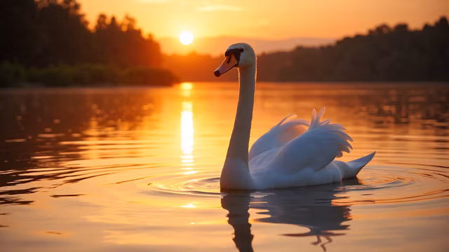 Swan at Sunset