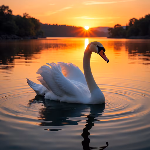 Swan at Sunset
