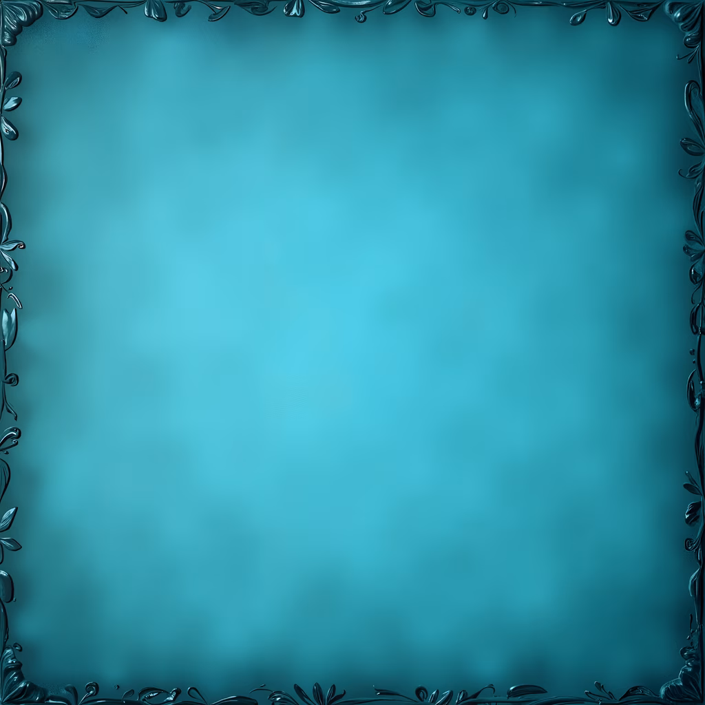 Elegant teal frame with intricate floral patterns for sophisticated backgrounds.