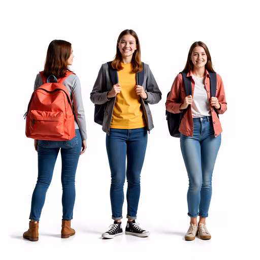 Three Girls with Backpacks