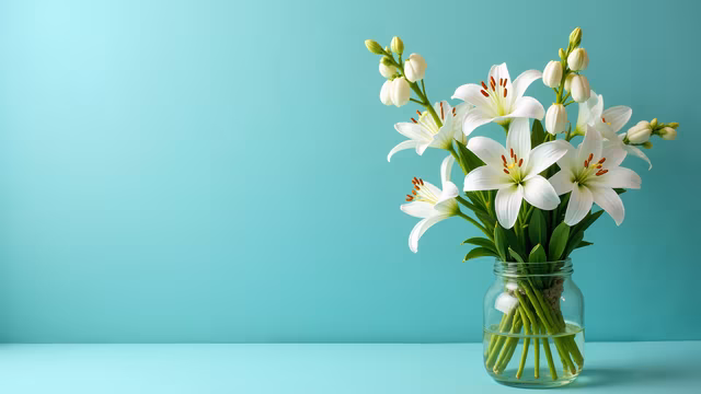 White Lilies in Glass Jar