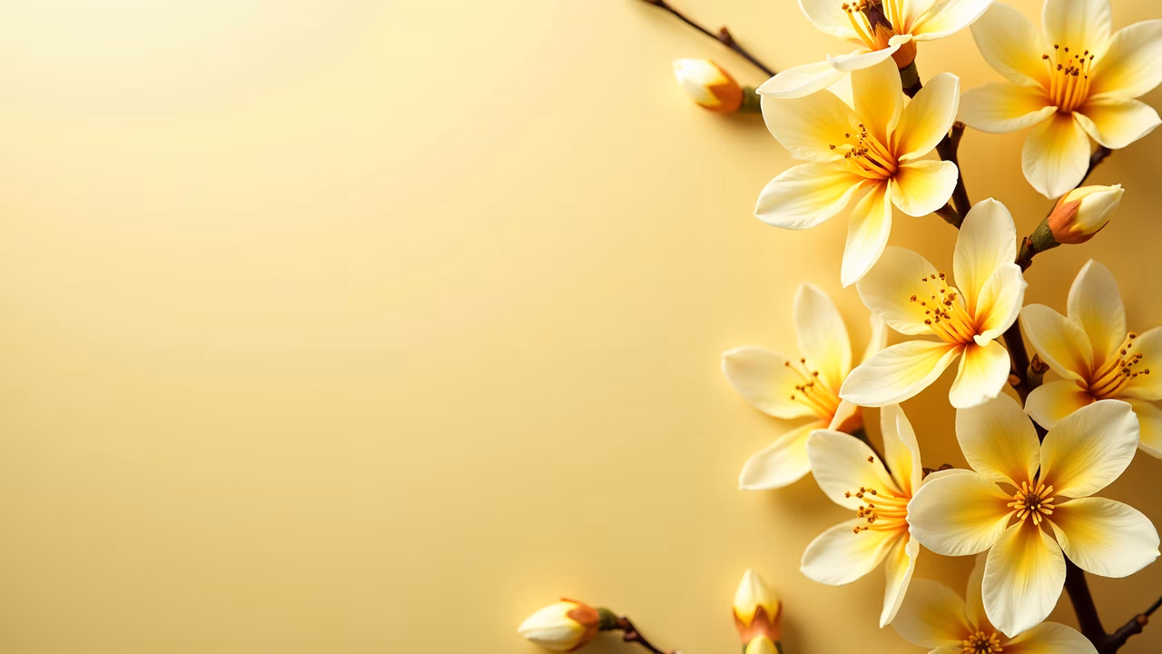 Delicate yellow flowers on a soft gradient background, evoking tranquility and nature.