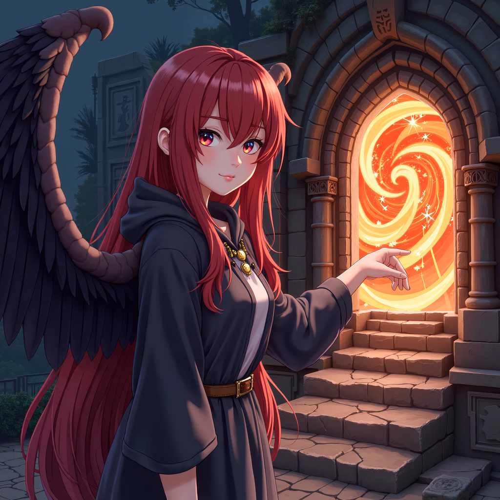 A guardian angel in a mystical setting, ready to protect.